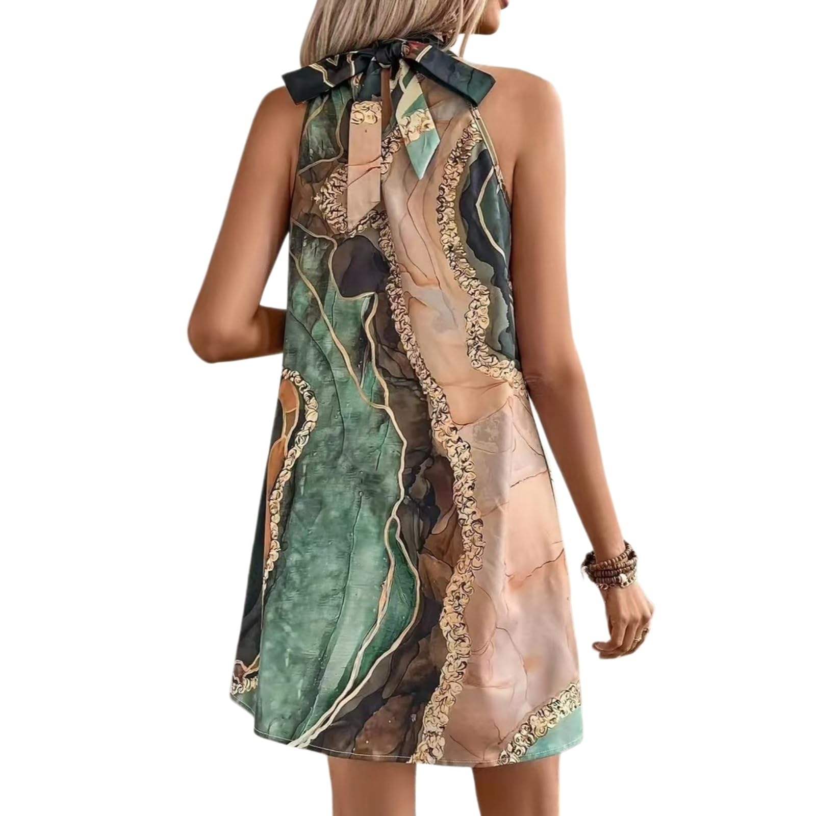 Vestito Donne Sexy A Righe Mini Abito Senza Maniche Crew Collo Bodycon Estate Casual Party Dress Chic Wear 2026-mixed Color-XXL