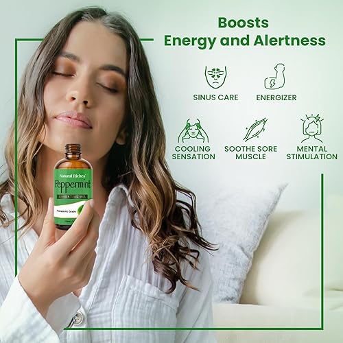 Miniatura 3 de Natural Riches Menta pura, aceite esencial, difusor de aromaterapia de grado terapéutico Mentha Arvensis  Aceite de menta fresca y mentol de olor