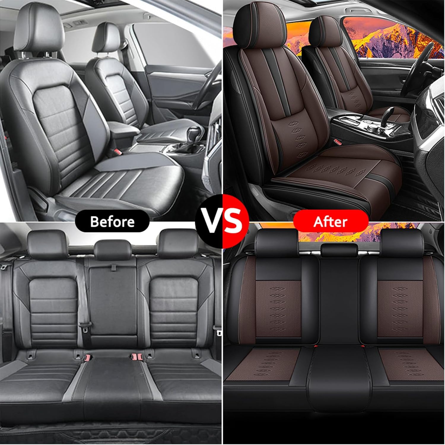 Leather Seat Covers for Subaru Impreza Outback Sport 2011,Premium Car Seat Covers Full Set,Waterproof Car Seat Protectors with Airbag,Comfort Interior Cover Seats for Cars(Black+Brown)