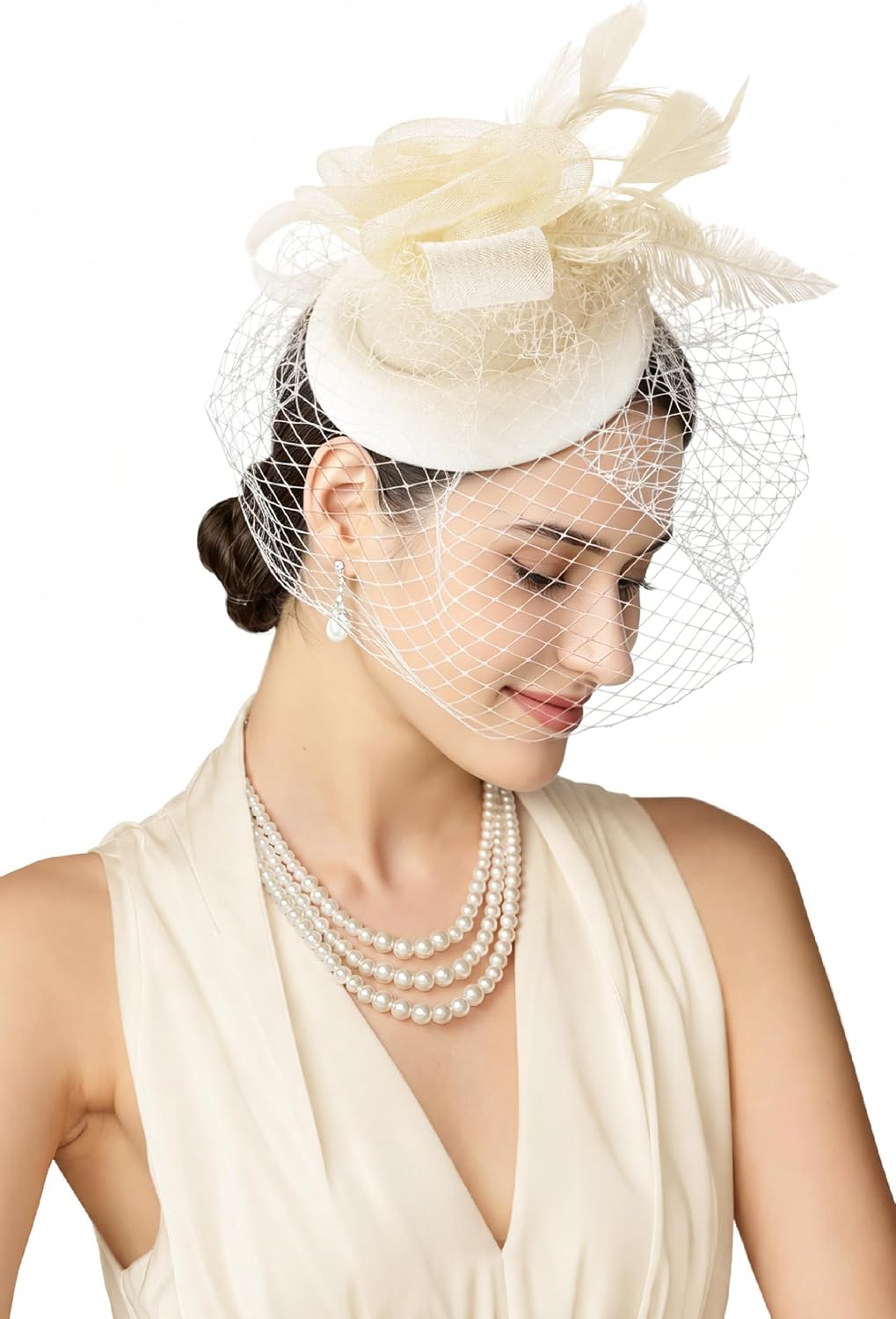 BABEYOND Fascinators Hats for Women - Tulle Tea Party Kentucky Fascinator Derby Mesh Flower Pillbox Hat with Veil Hair Clip