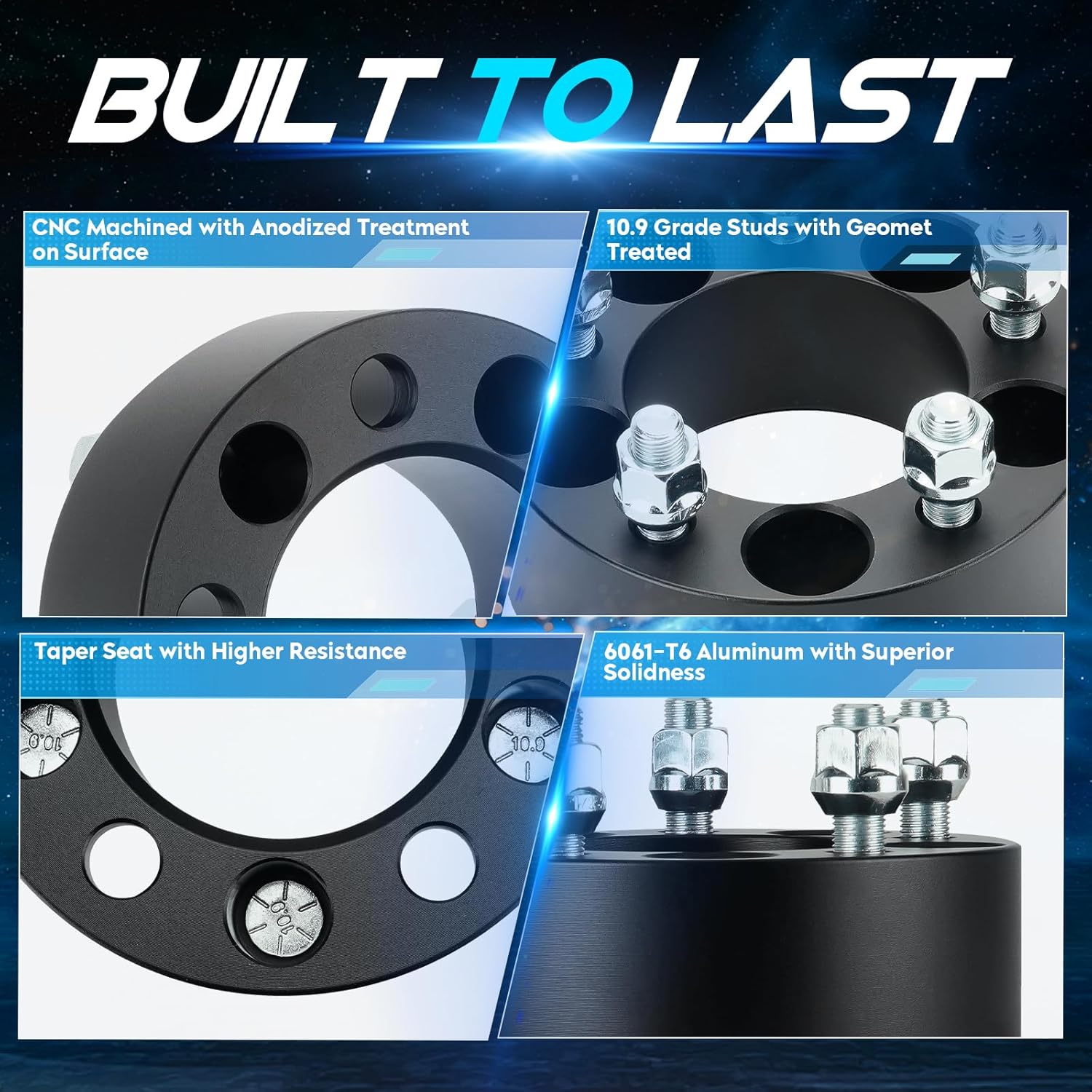 5x4.5 2 inch Wheel Spacers 82.5mm Bore for Ford Mustang Ranger Explorer, Dodge Dakota, 1/2"-20 Studs 5 Lugs Wheel Adapters fits Jeep Wrangler TJ YJ TJ XJ MJ KJ KK ZJ, 50.8mm Thick 5x114.3mm, Set of 4