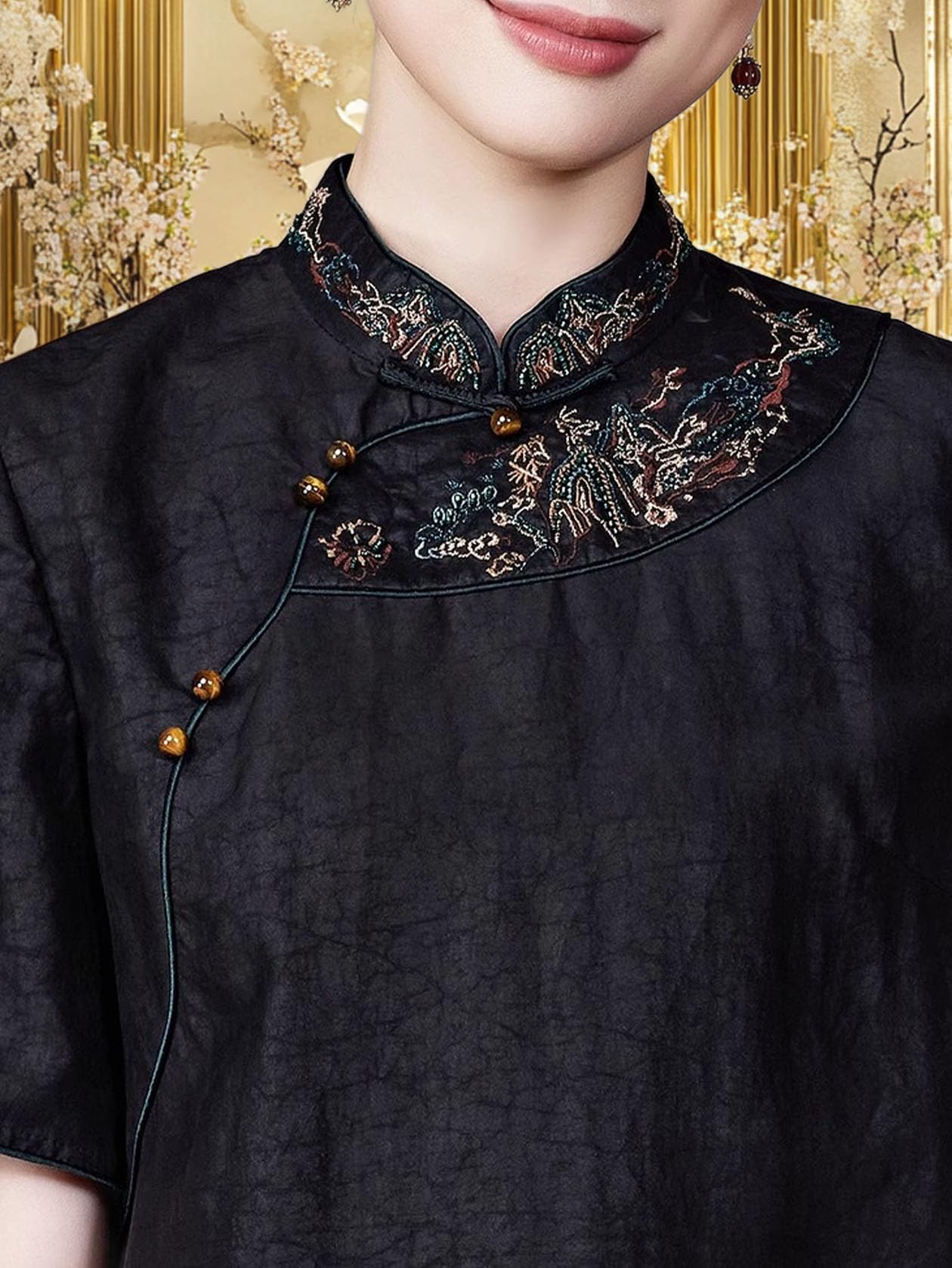 HangErFeng Blouse brodée en soie parfumée nuage 315