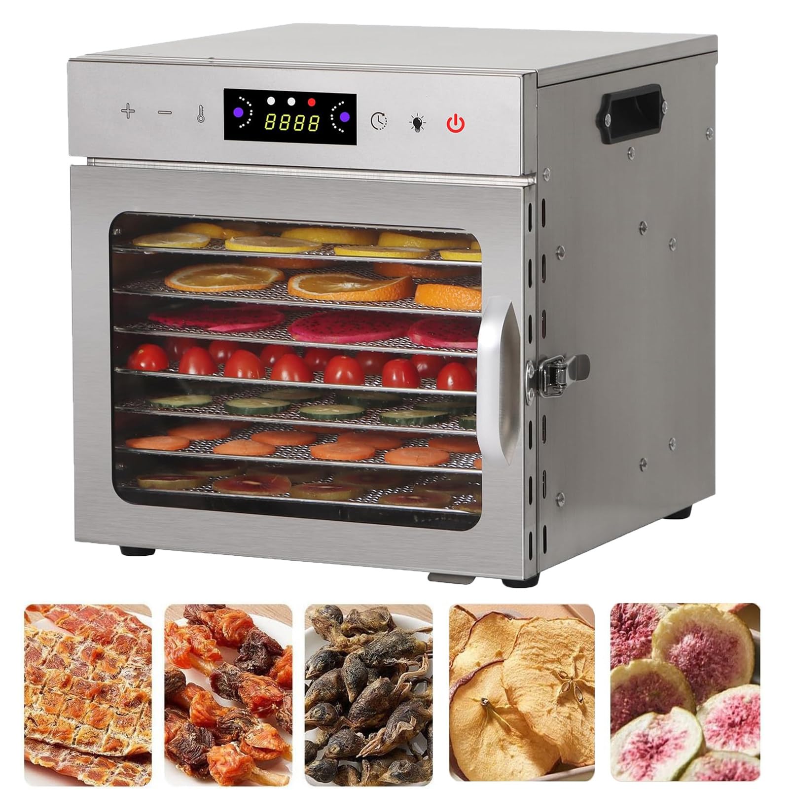 Essiccatore Alimentare Multifunzionale Per Carne Secca, Essiccazione Della Frutta Con 6/8/12/18 Vassoi Rimovibili, Essiccatore Per Alimenti Per Verdure, Carne, Cibo Per Animali,8-Tray