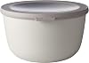 MEPAL, Cirqula Multi Food Storage and Serving Bowl with Lid, Food Prep Container, Nordic White, 2.1 Quarts 2 Liters, 68 ounces, 1 Count