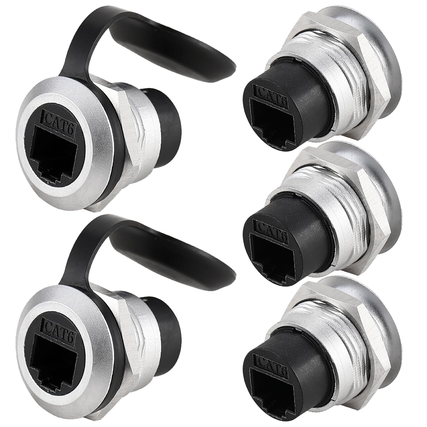 PENGLIN 5PCS RJ45 CAT6 Panel Mount Connector, CAT6 Ethernet LAN Pass Through Coupler, Female to Female Network Bulkhead Socket