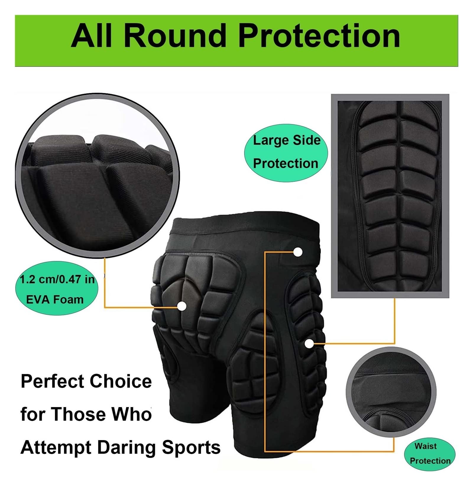 Short De Protection Rembourré for Ski, Patinage sur Glace, Snowboard, Coussinet De Hanche, Pantalon Court, Résistant Aux Chocs, Équipement De Protection 3D