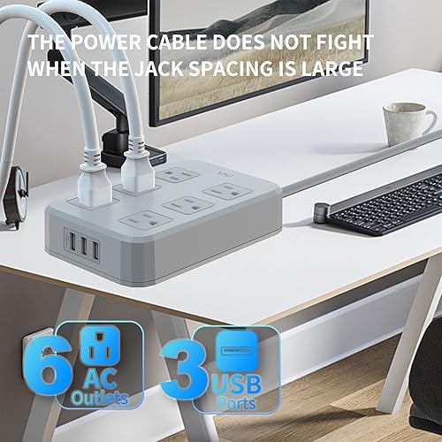 Miniatura 3 de Regleta de alimentación para exteriores resistente a la intemperie, cable de extensión para exteriores de 6 pies, 6 salidas con protección de