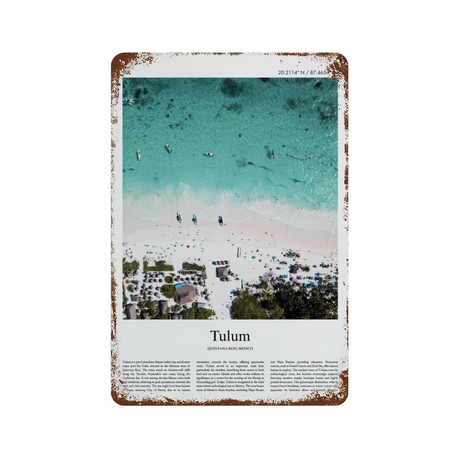 xiaoxiaoshen Tulum Quintana Roo, Mexico City Scenery Wall Decor Art Metal Tin Poster Modern Home Decor Art Home Bar Shop Decorations Vintage Sign 30x20cm