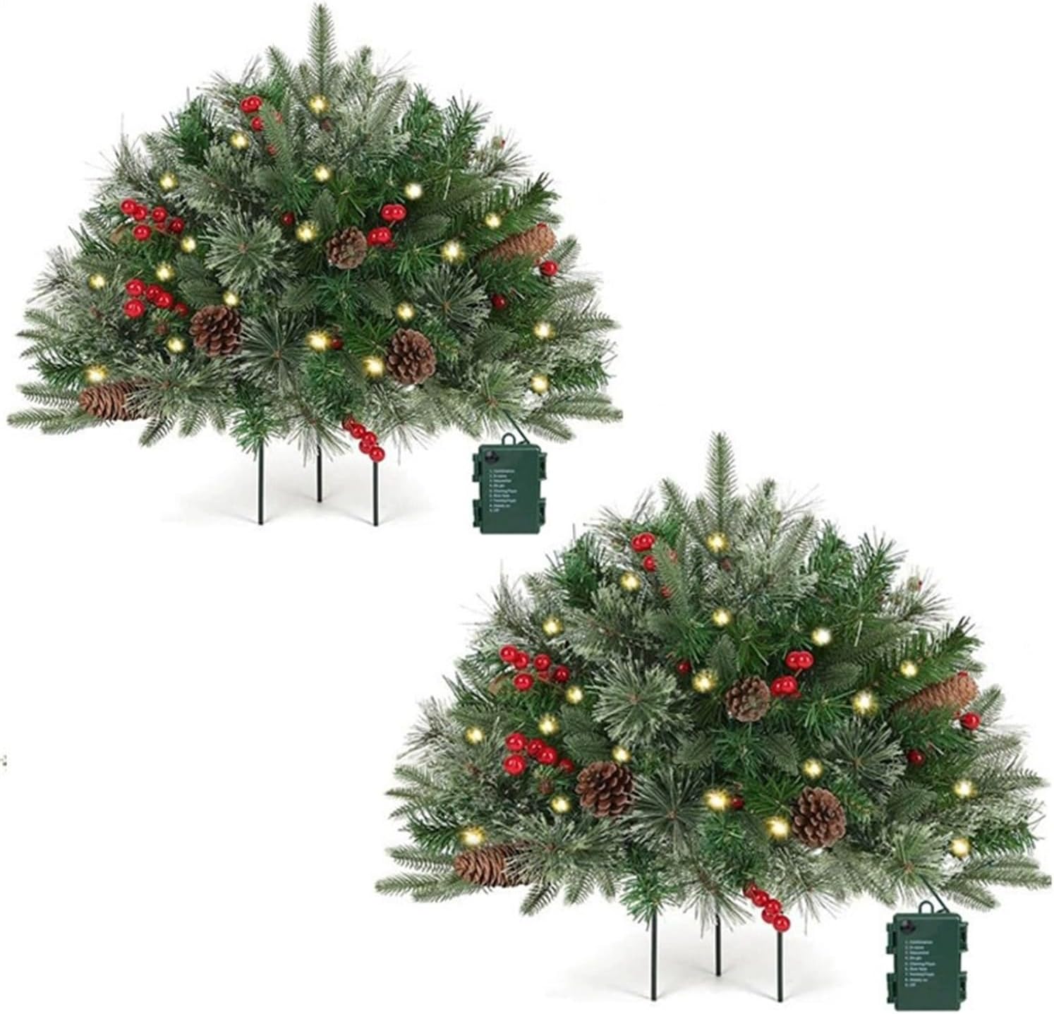 Upliftjoys Pre-lit Artificial Christmas Tree Urn Filler, Lighted Holiday Planter Filler with LED Lights, with Tripod Stake,Holiday Porch Decor for Porch Yard Garden Flower Beds (2PCS A) Upliftjoys Pre-lit Artificial Christmas Tree Urn Filler, Lighted Holiday Planter Filler with LED Lights, with Tripod Stake,Holiday Porch Decor for Porch Yard Garden Flower Beds (2PCS A)