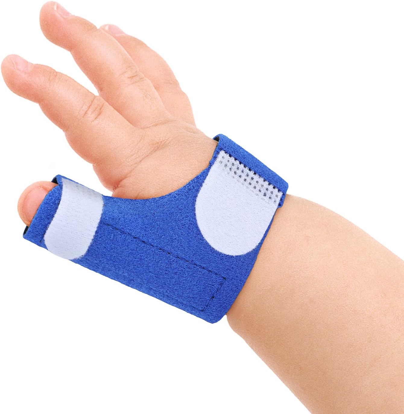 Baby Thumb Brace, Toddler Baby Finger Guard, Baby Thumb Fix Brace with Breathable Wrist Band, Infant Children Finger Thumb Support for Sprain Fracture Fixation Thumb Splint, Blue(XS)