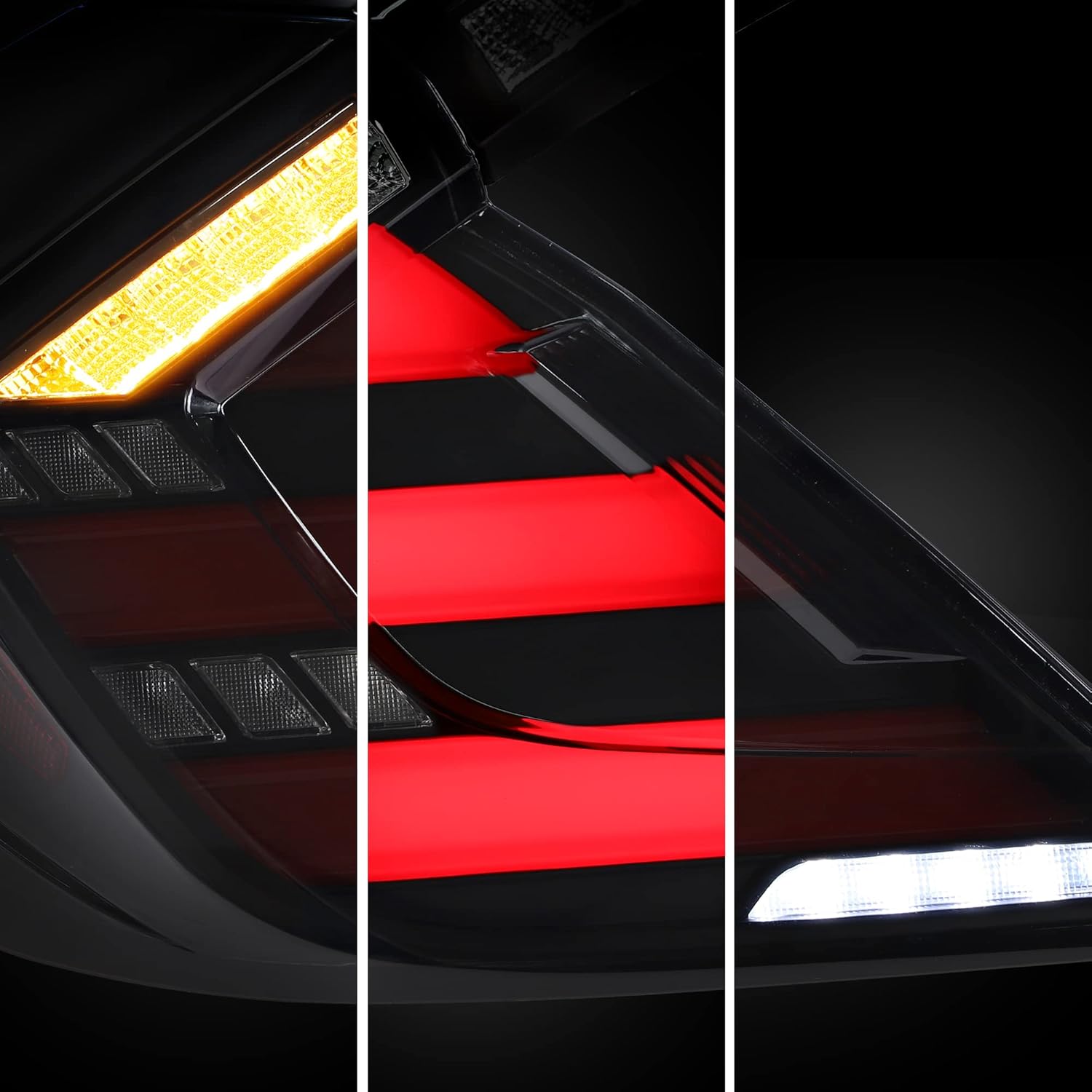 VLAND LED Sequential Tail Lights Assembly for [10th Gen Honda Civic Hatchback/Type R 2016-2020] With Dynaic Animation LED Running Light, YAB-CIV-2020, Driver & Passenger Sides