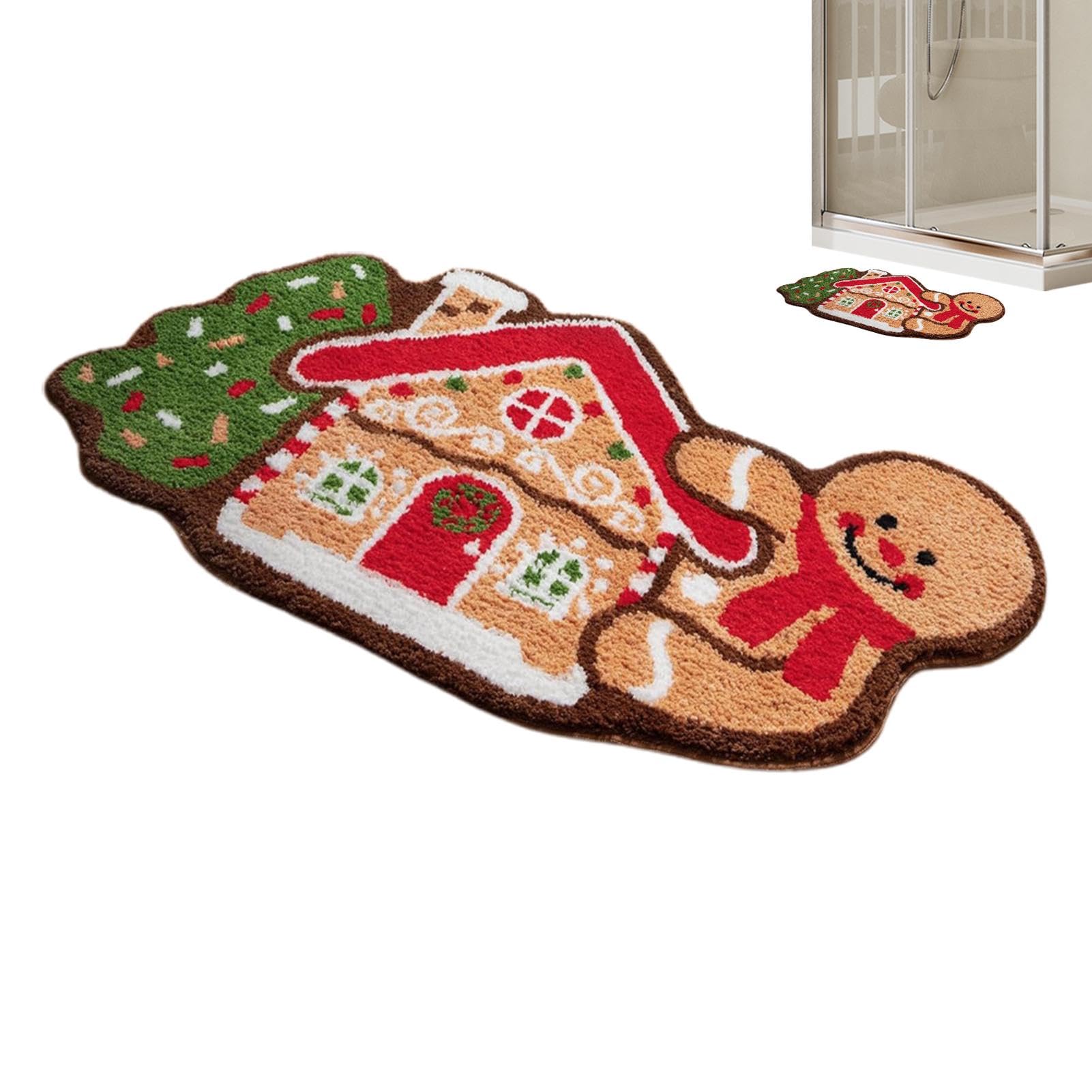 Felpudo de jengibre para Navidad: alfombra de entrada y porche exterior