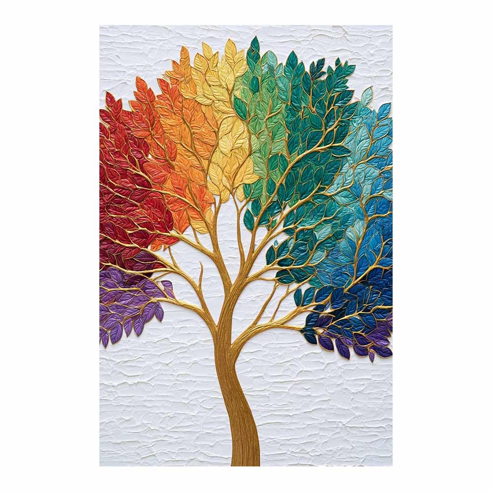 XENIOU Tree Of Life Lavender Blossoms Tree canvas painting wall art, Living Room Bedroom Hallway Stairs Decoration.(Multicolor)-80x120cm Unframed