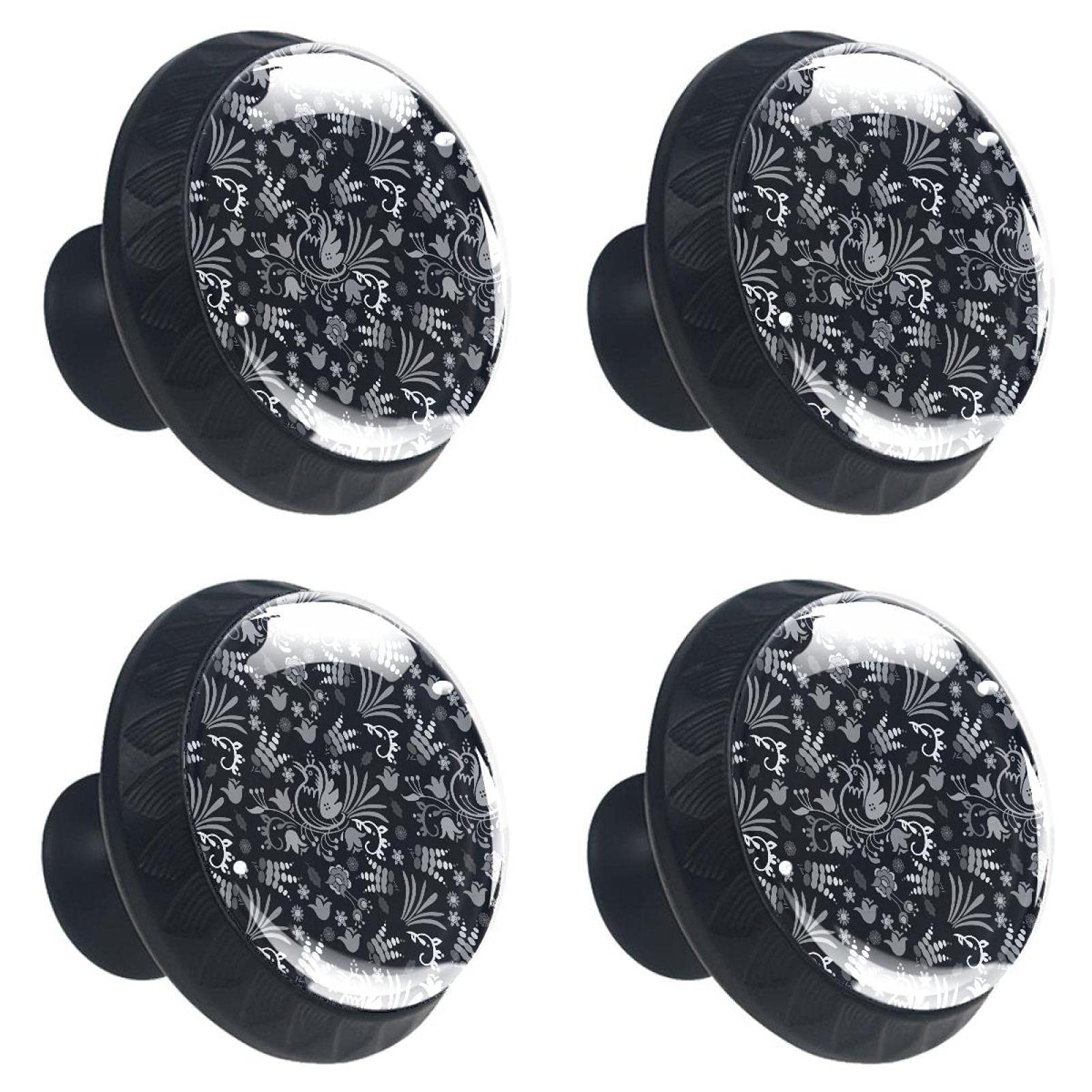 Boutons de tiroir noirs oiseau lot de 4 poignées en cristal 30 mm pour armoire