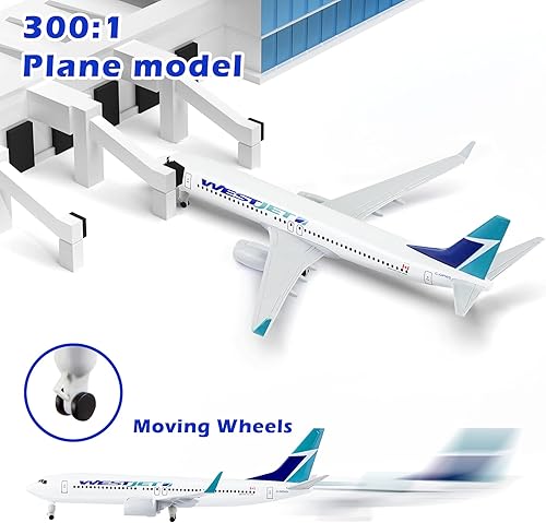 Miniatura 2 de Lose Fun Park 1/300 aviones fundidos a presión modelo American Westjet Boeing 737 modelo avión para colecciones y regalos (Westjet 737)