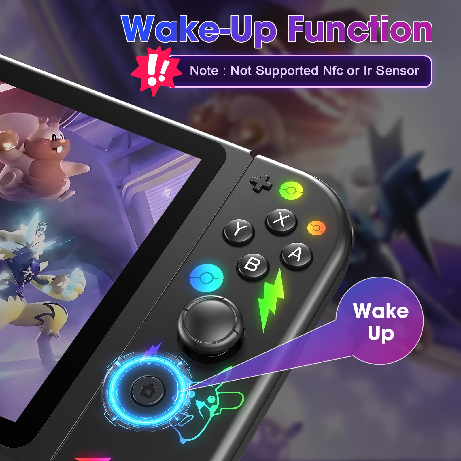 FFSTARYM Compatible with Switch Controller, Switch Controllers for Switch/Lite/OLED, with/Dual Vibration/Motion/Wake-up/Screenshot (Gradient Glow) — view 5