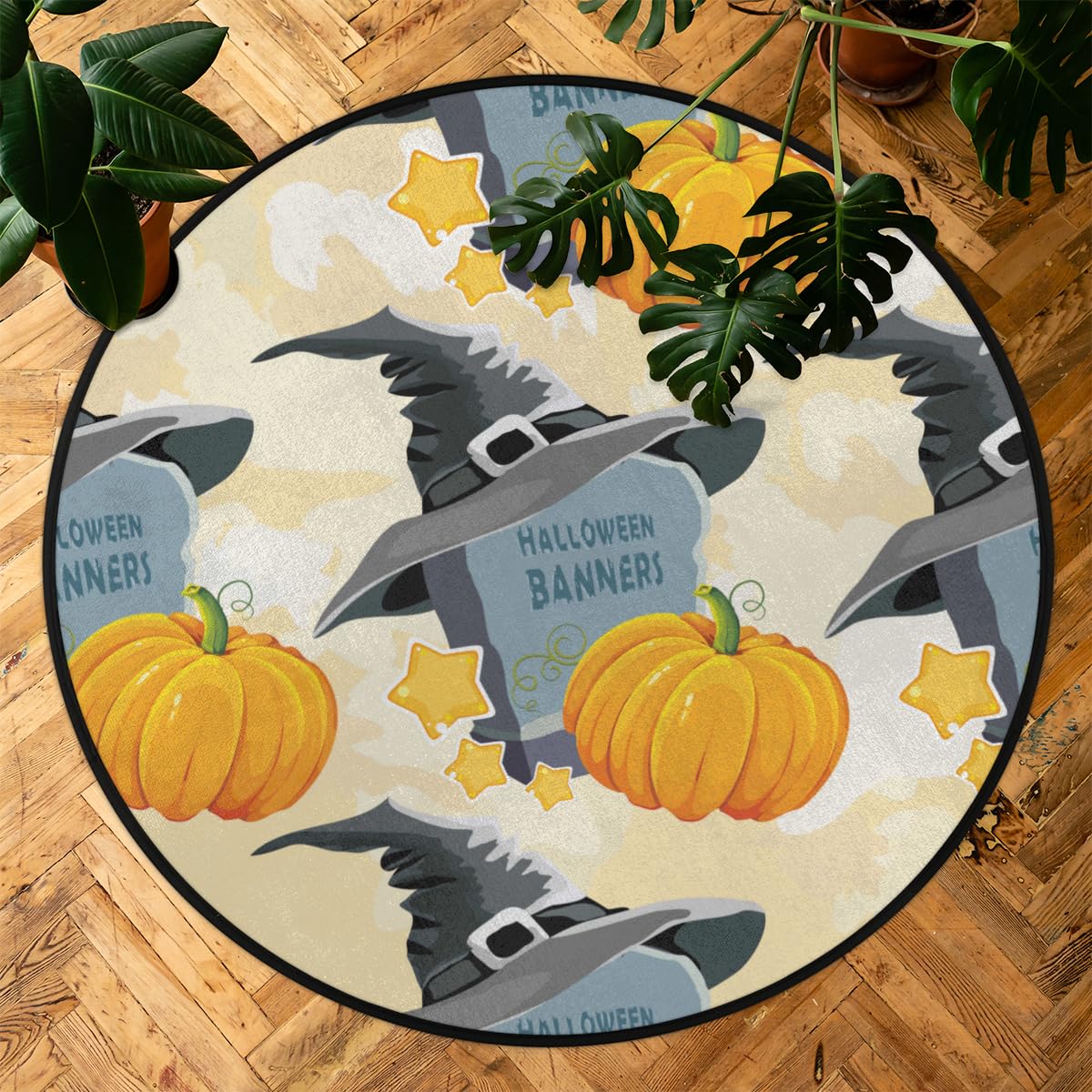 Halloween dynia nagrobek okrągły dywan 150 cm okrągły dywanik miękki antypoślizgowy zmywalny wewnętrzna mata podłogowa ultracienki dywan dekoracyjny do przedpokoju, sypialni, łazienki, salonu