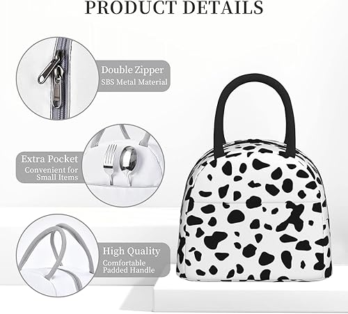 Miniatura 6 de Lonchera térmica con estampado dálmata para mujeres y hombres, grande, reutilizable, para adultos, a prueba de fugas, portátil, para el trabajo,