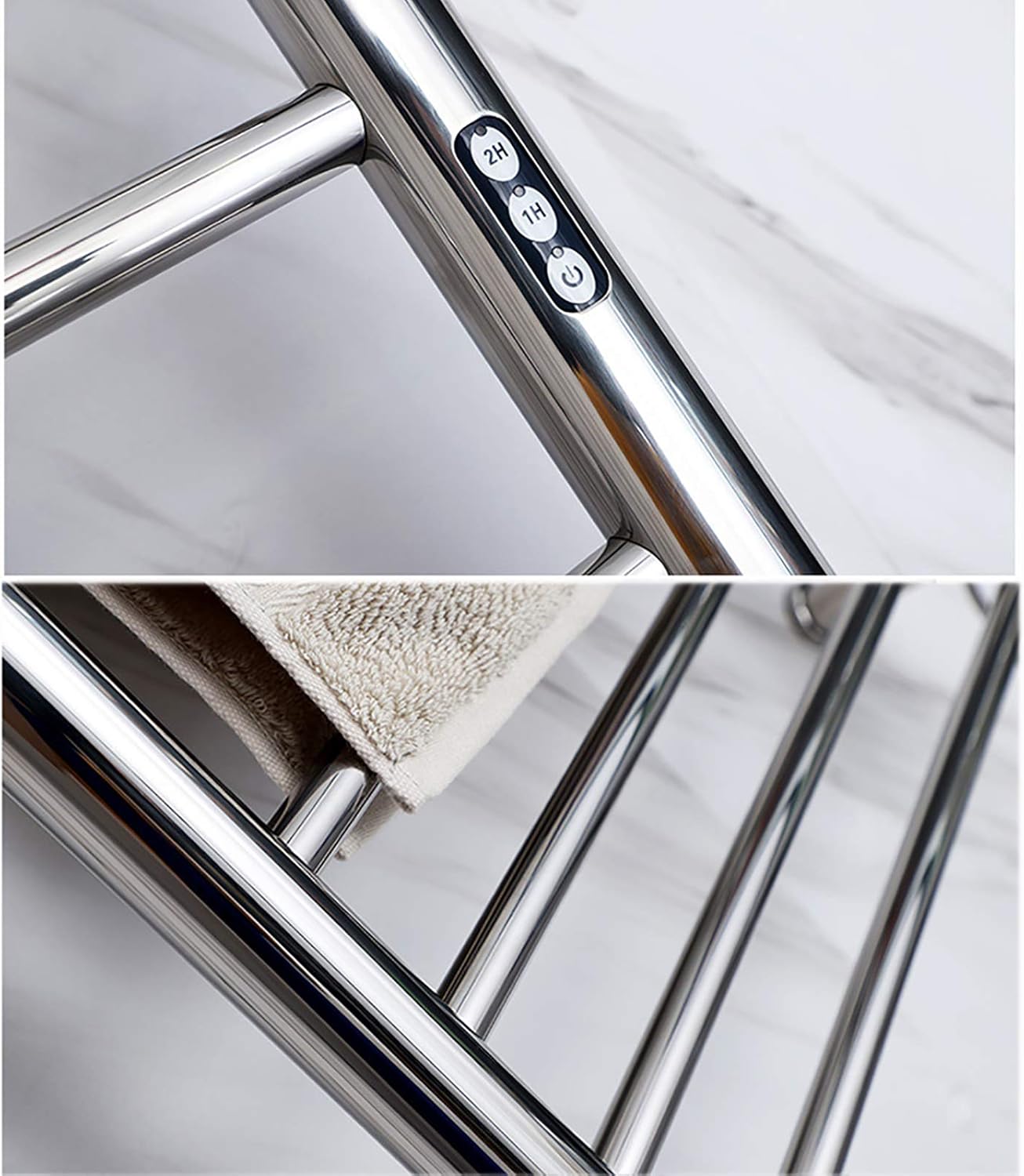 Towel Warmer, Electric Heated Towel Rack with Timer, 304 Stainless Steel 10 Bars Waterproof Electric Drying Rack Polishing Wall Mounted Bath Towel Heater, Clothes Airer Dryer,Hardwired