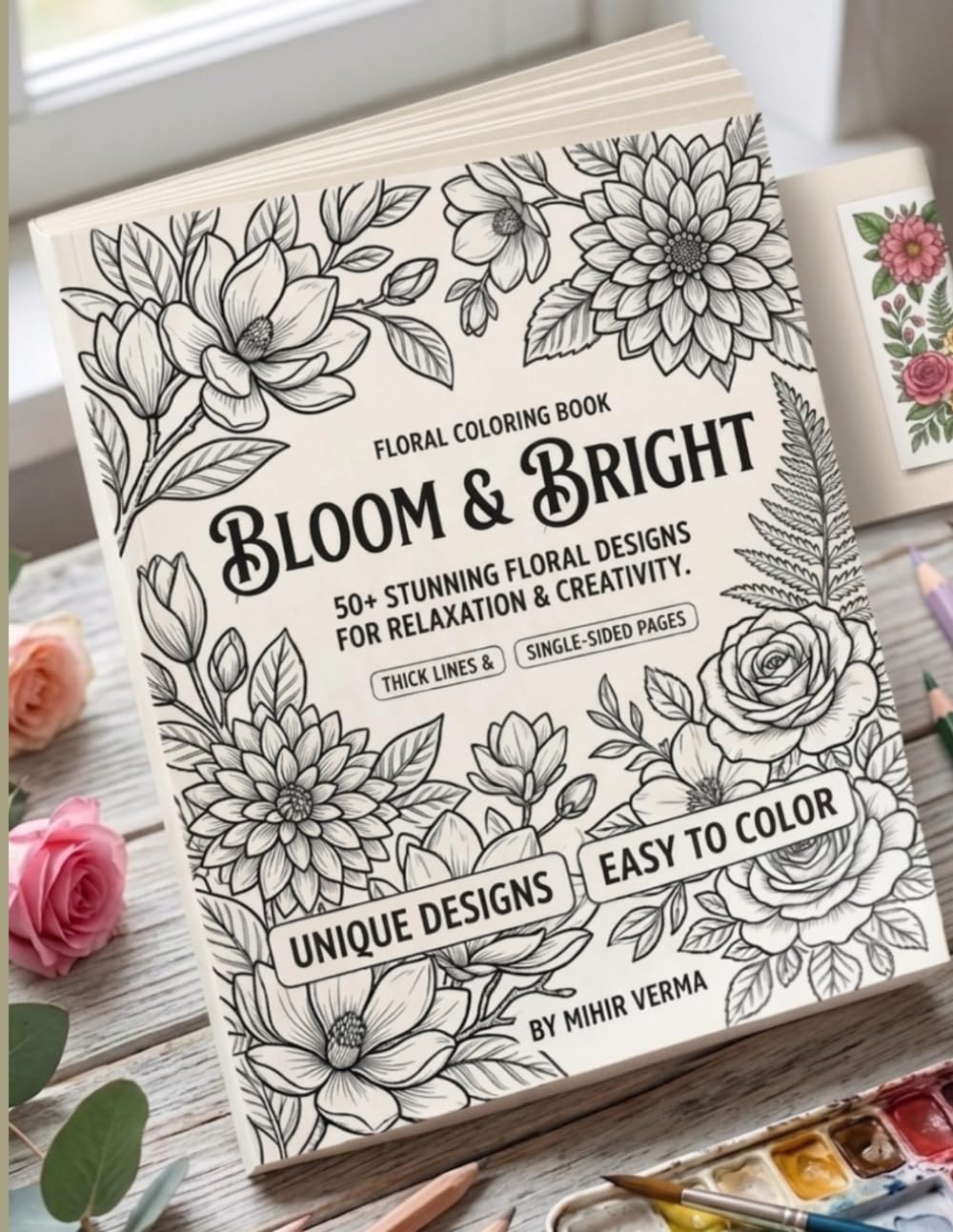 Bloom & Bright: 50+ Stunning Floral Designs for Relaxation & Creativity