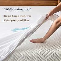 Vista 3 de Protector de colchón Queen con cremallera, 6 lados, impermeable, tamaño Queen, 9 pulgadas, funda de resorte de caja de bajo perfil
