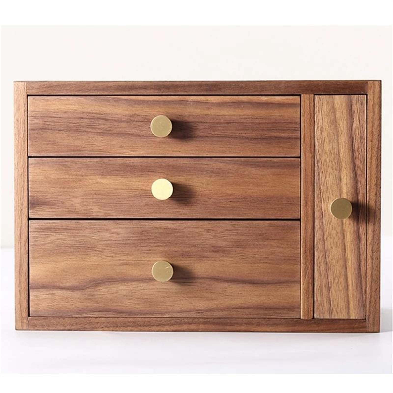 Joyero Viaje Caja Joyería Madera Maciza Nogal Negro Con Espejo Almacenamiento Hecha Mano Grabado Joyeros