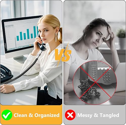 Miniatura 2 de Uvital Desenredador de cable telefónico (paquete de 10), cable de teléfono antienredos de teléfono giratorio de 360 grados, cable giratorio de línea
