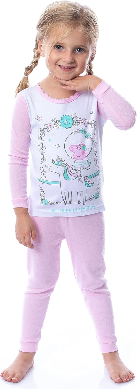 Seven Times Six Peppa Pig Toddler Girls' Unicorn 4 Piece Long Sleeve Pajama Set Mix Match - Image 2