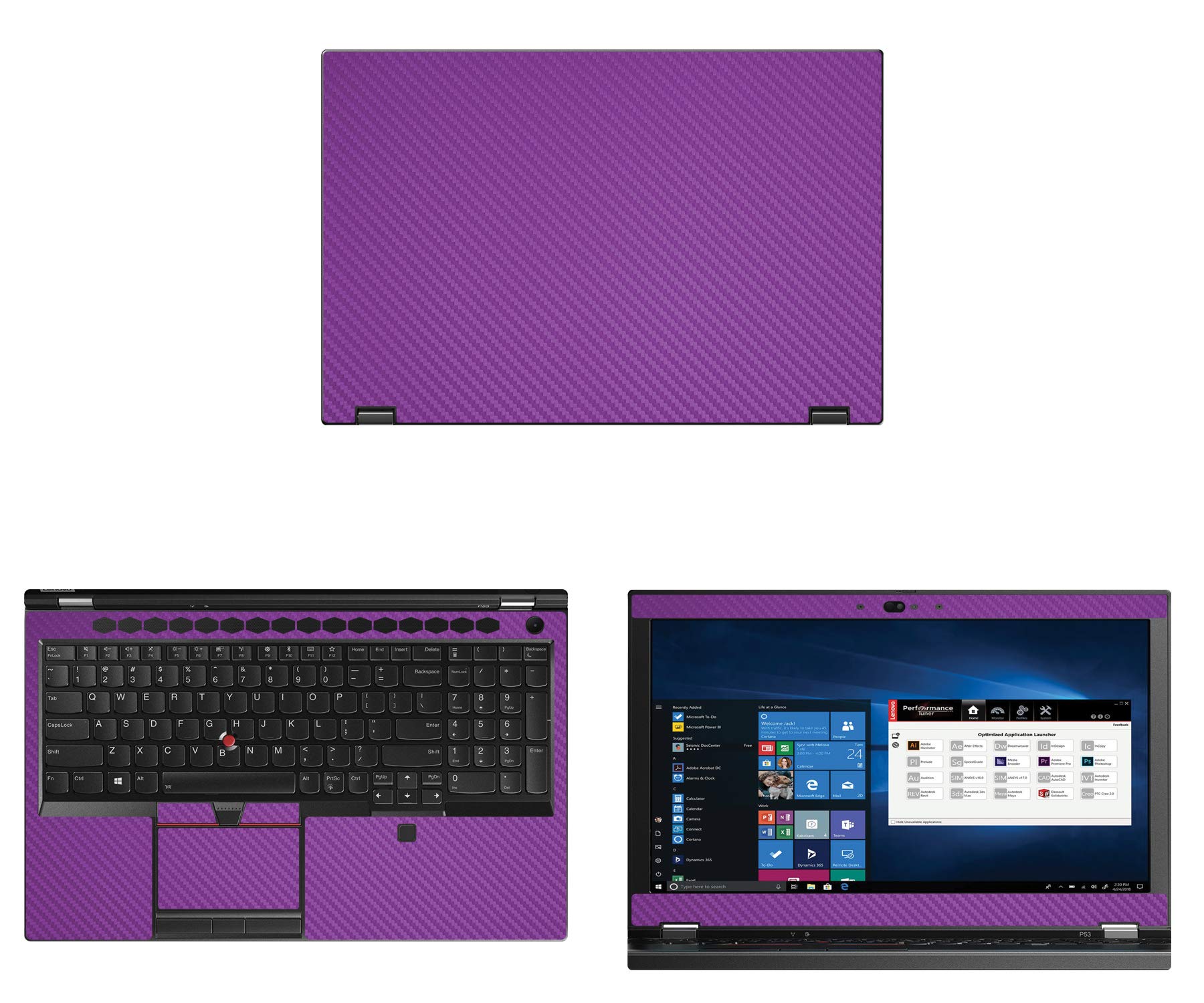 Decalrus - Protective Decal for Lenovo ThinkPad P53 (15.6" Screen) Laptop Purple Carbon Fiber Skin case Cover wrap CFlenovoThnkpd15_P53Purple