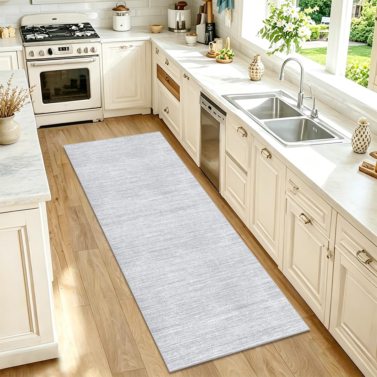 Ayhsmnou Grey Carpet Runner Rugs For Hallway 50 X 250Cm Long Hallway Runner Kitchen Runners Rugs Non Slip Washable Hall Runner For Bedroom Kitchen Hallway Entrance Laundry Runner Rug For Hallways Gray