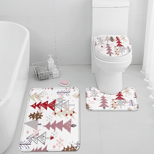 ArtSocket Juego de 3 alfombras y tapetes de baño de Navidad, antideslizantes, copos de nieve, de microfibra absorbente de invierno, de espuma
