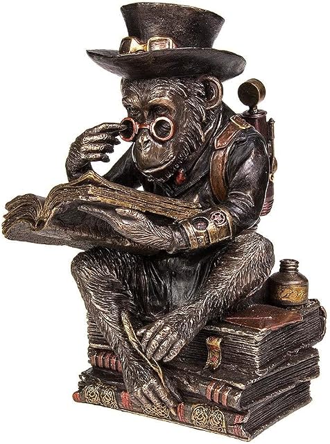 Nemesis Now Chimpanzee Scholar Figurine 18cm Bronze, Size 23cm