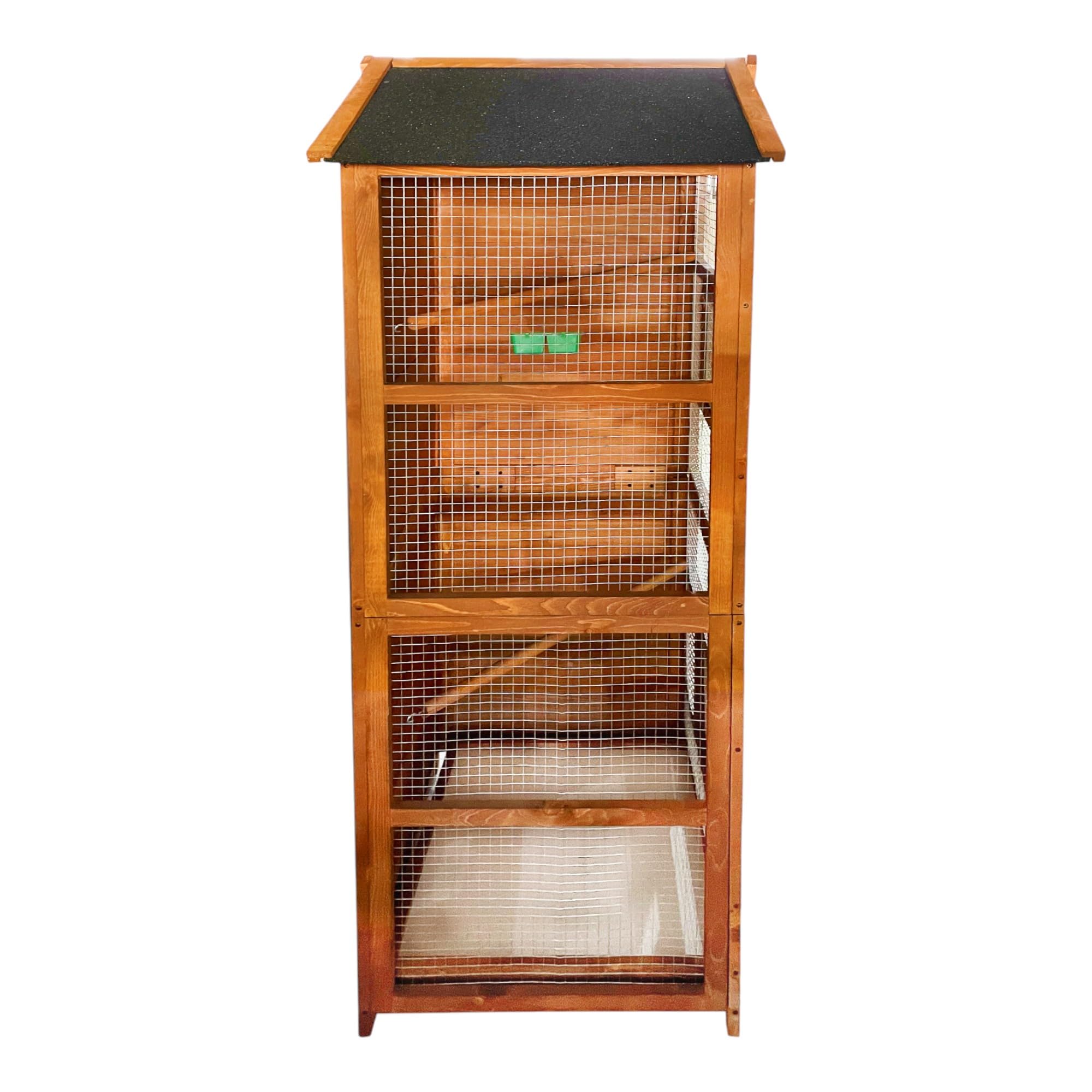 Voladera 70x57x165 cm de Abeto impregnada – Jaula para pájaros Interior/Exterior con comedero, Perchas y Bandeja – Resistente a la Intemperie (Marrón)