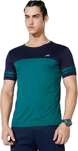 Amazon Brand - Symbol Men's Color Block Active Regular Fit Sports T-Shirt | Round Neck | Half Sleeve (Available in Plus Si...