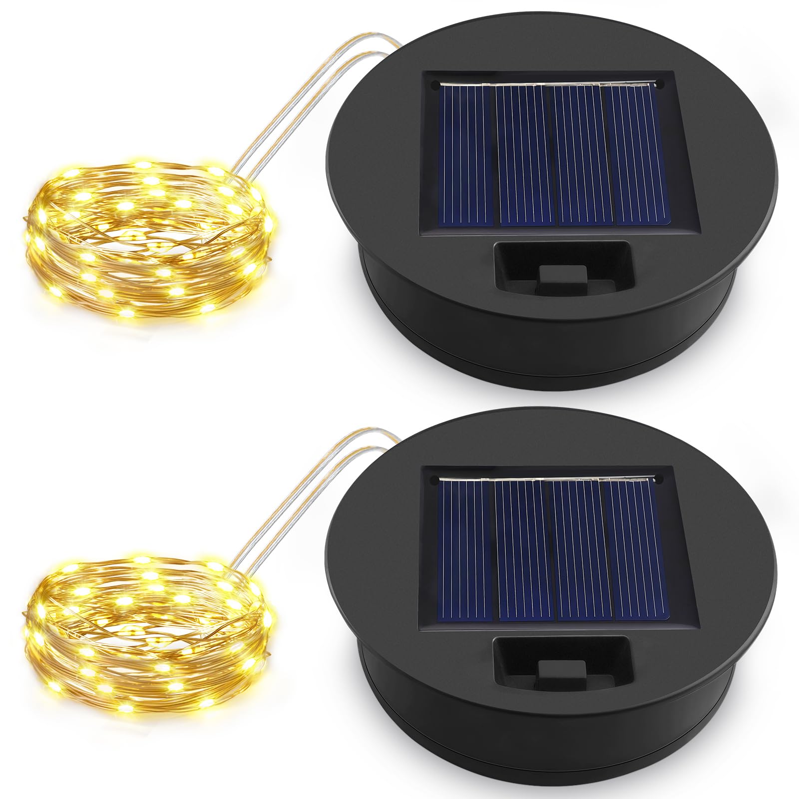 Solar Ersatzdeckel 7 cm für Solarleuchte Außenlaternen, 1.2V 600mAh, IP44 Ersatzmodule für Solarlampen, LED Streifen Licht für Garten Laterne Terrasse Beleuchtung, Warmweiß 2 Stück