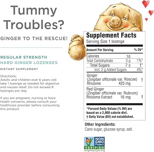 Miniatura 5 de The Ginger People Ginger Rescue - Pastillas de bienestar digestivo (duras)  Fuerza regular - 425 mg  Enfermedad matutina, náuseas, malestar