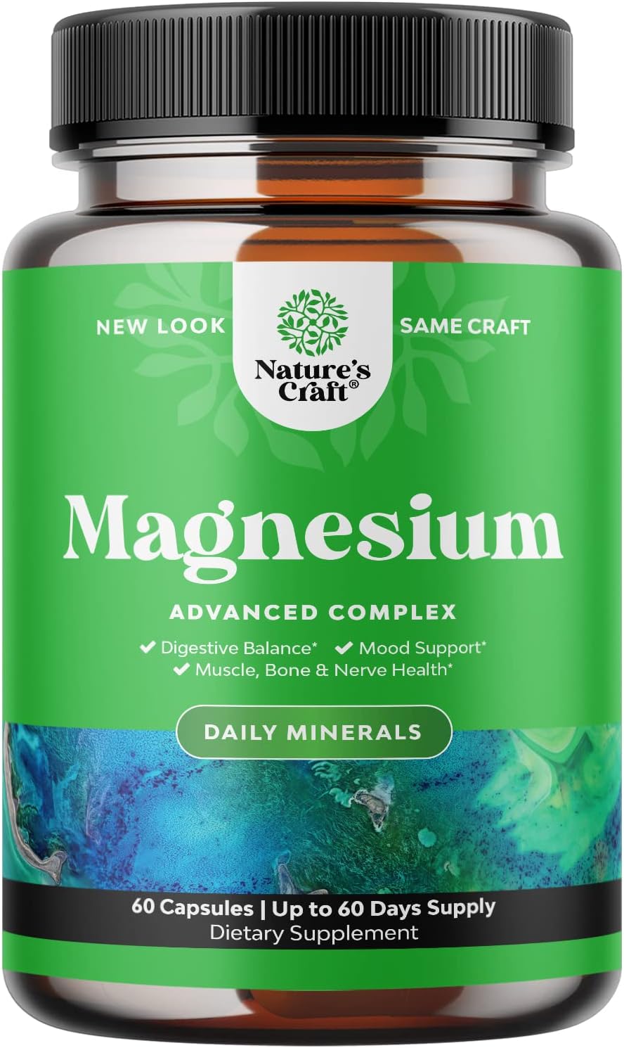 High Absorption Magnesium Complex Supplement - Pure Magnesium Citrate 500mg with Magnesium Oxide for Sleep Stomach Digestion and Mood Support - Magnesium Citrate/Magnesium Oxide 500mg Capsules