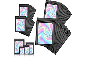 120 Pack Smell Proof Dispensary Weed Bags Resealable for Storage,Black Holographic Mylar...