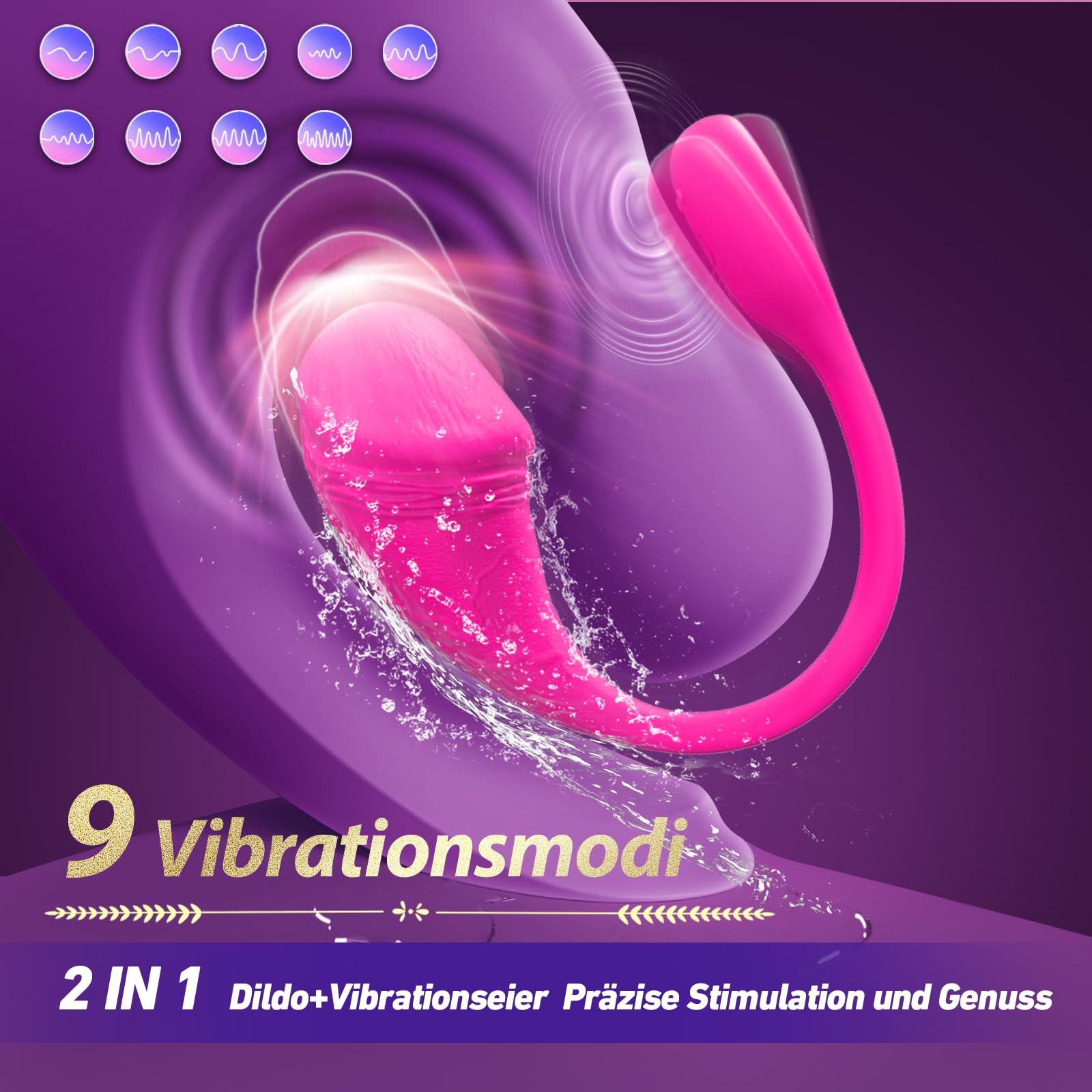 Vibrador, controlable mediante aplicación, 9 niveles de vibración, consolador con función de vibración