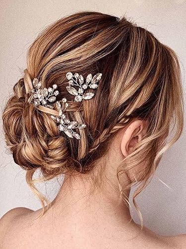 Miniatura 4 de Jakawin Crystal Bride - Pinzas para el cabello de boda, pieza de cabello plateada, accesorios para el cabello para mujeres y niñas, HP130 (plateado)