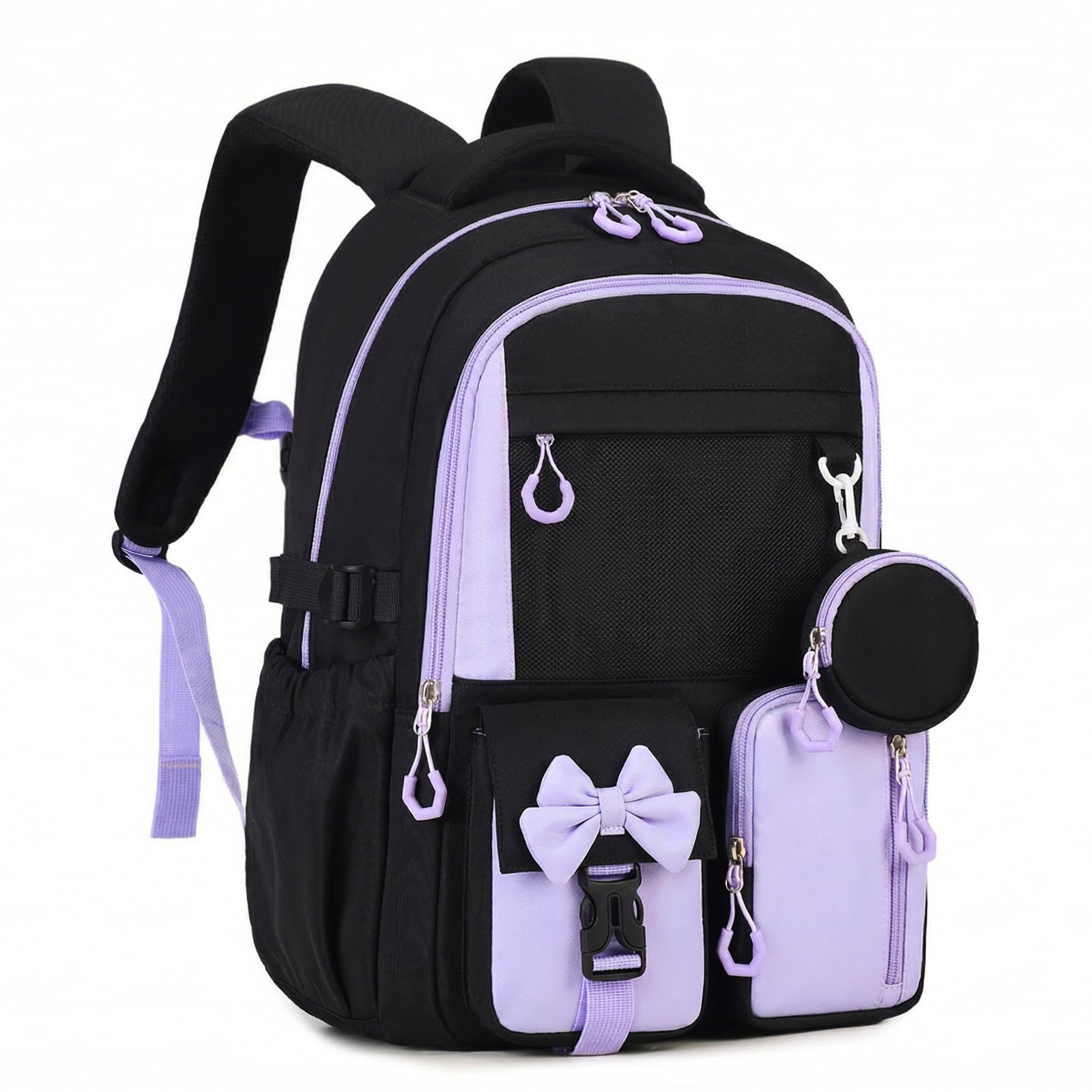 Amythe Cartable pour Filles Primaire et Collège - Sac à Dos Enfant Ergonomique avec Bandes Réfléchissantes - Sac D'école Fille CE2 CM1 CM2 Imperméable Léger pour École Voyage -Violet