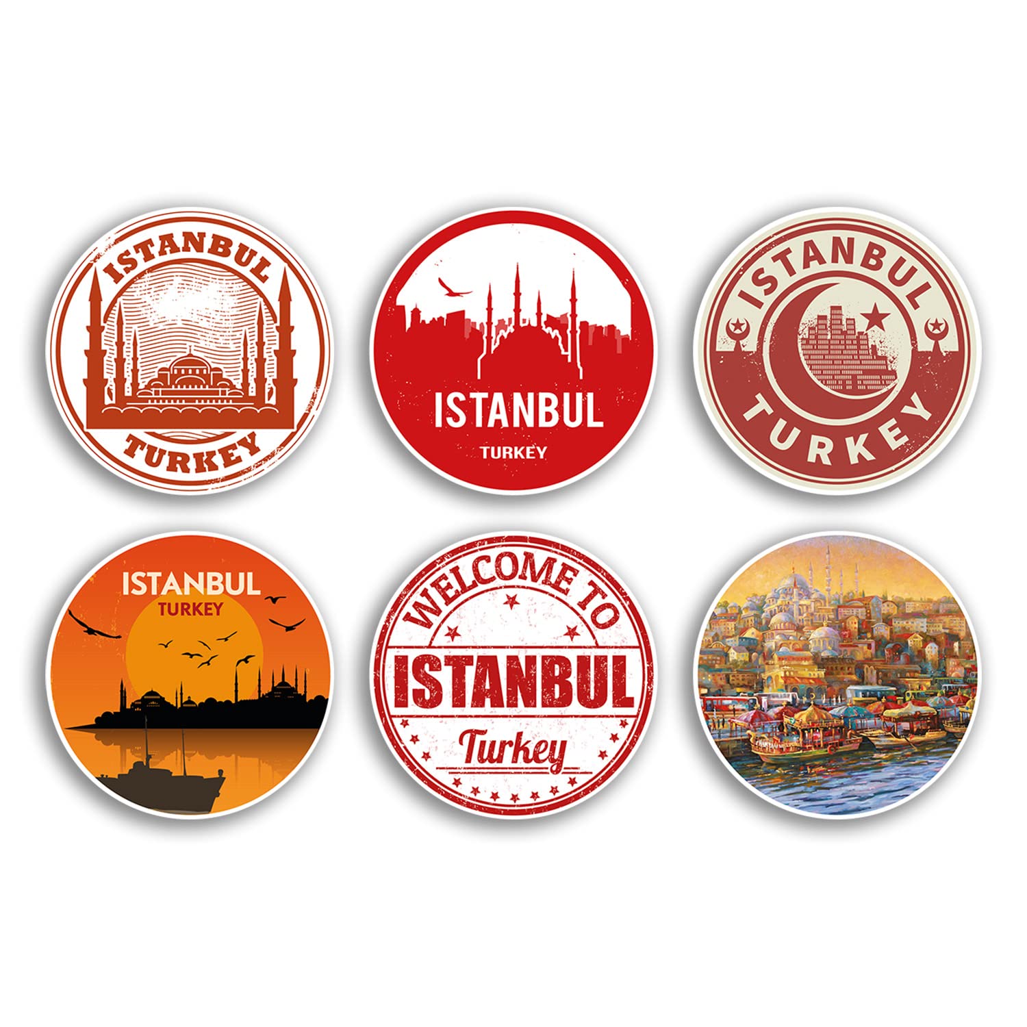 Dv Design Multi 6 X 10Cm Istanbul Vinyl Stickers - Turkey Country City Travel Map Flag Holiday Luggage Design Gift #78839