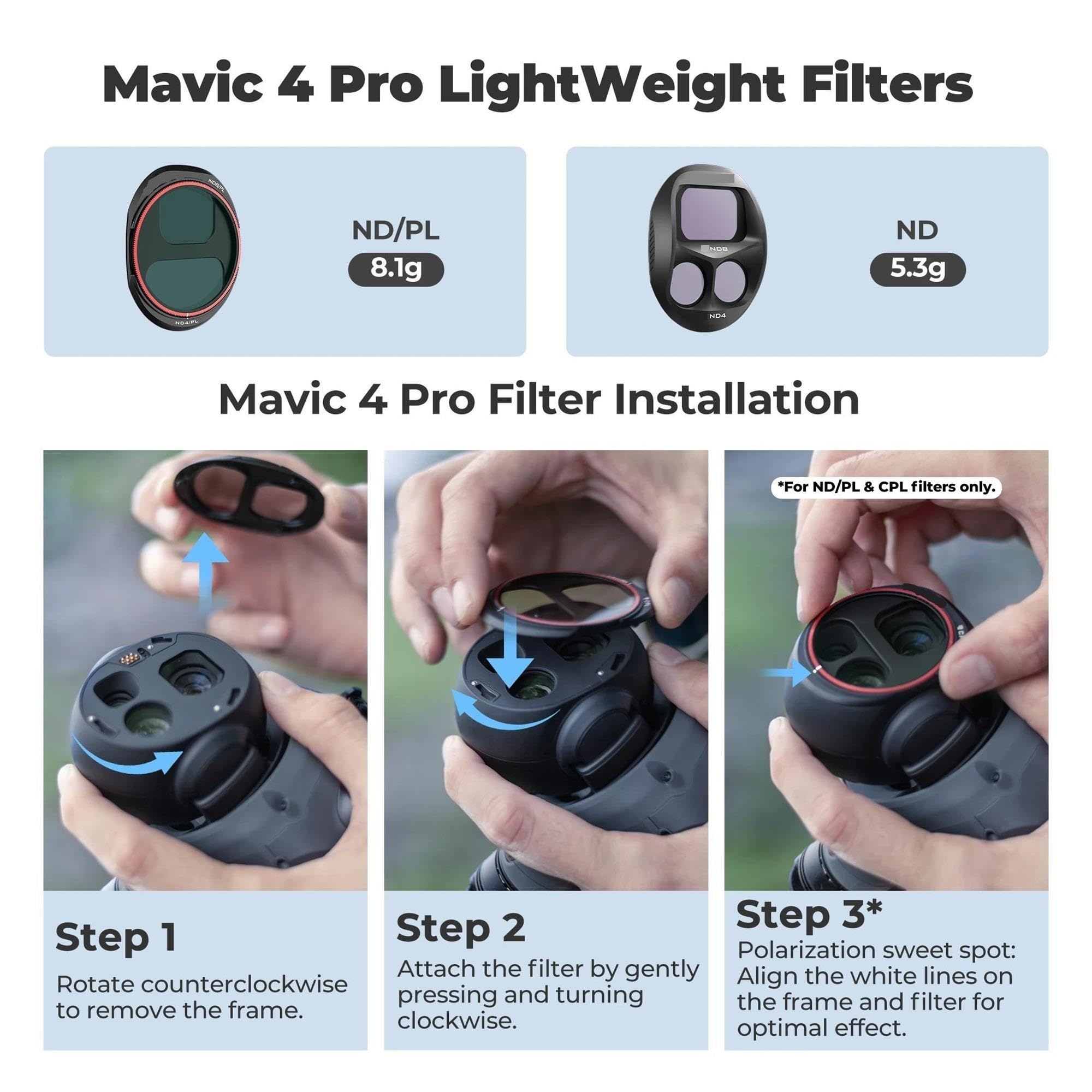 Paquete 2 filtros VND, compatible con DJI, Mavic 4 Pro