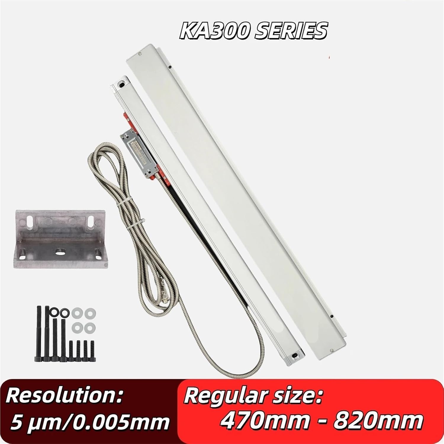 High Precision Milling Lathe Grinder Linear Glass Scale 470mm-820mm TTL 5um 5VDC Grating Ruler Encoder Sensor Displacement(670mm Travel)