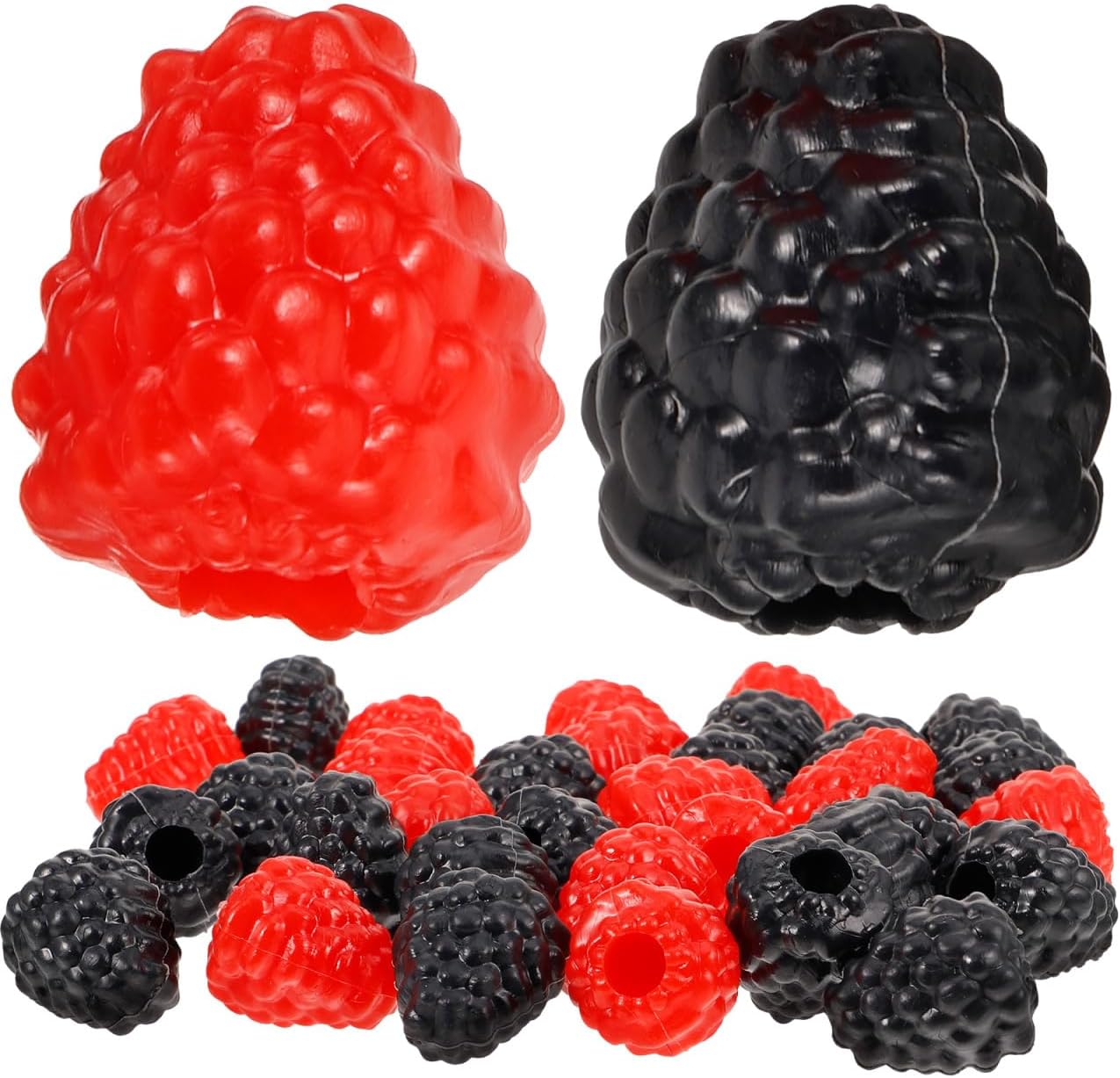 MAGICLULU Artificial Raspberry Decorative Ornaments Set 40 Pcs Realistic Red and Black Simulation Fruit Models for Home Decor Photo Props Party Table Display