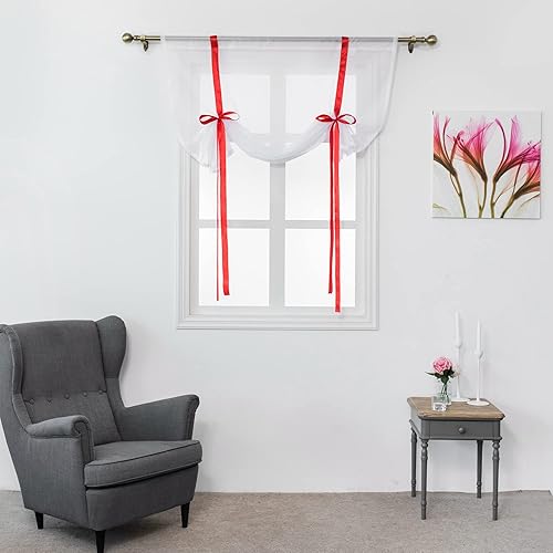 Smithoom 1 pieza de cortina romana transparente con bolsillo para barra de cortina de color sólido, para cocina, baño, sala de estar, puerta,