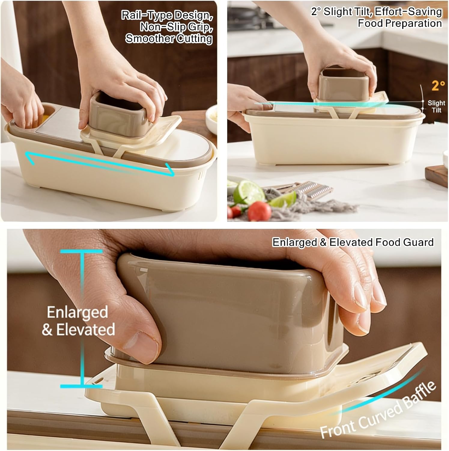 6-in-1 Mandoline Slicer for Kitchen - Handheld Vegetable Cutter & Shredder with 6 Blades & Food Container, Perfect for Onion, Carrot, Potato (B)