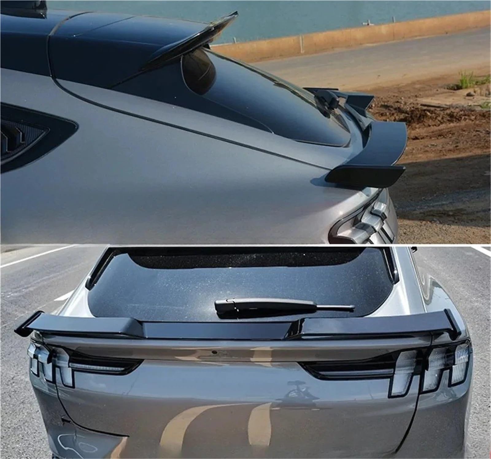 Dla Ford Dla Mustang Mach-E 2021-2025 Spoiler Bagażnika Skrzydło Na Klapie Lotka Tylny Akcesoria Do Dekoracji Nadwozia Spojler Tylny Trunk Wing(Carbon Look)