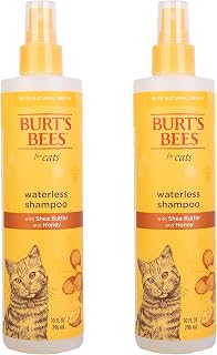 Burt's Bees Waterless Cat Shampoo Spray 2-Pack | No-Rinse Dry Shampoo with Shea Butter & Honey, pH Balanced for Cats