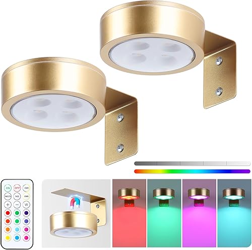 Miniatura 44 de Paquete de 2 luces de imagen a pilas con control remoto, luces de pintura LED, luz regulable y temporizador, luz de exhibición de arte para marcos